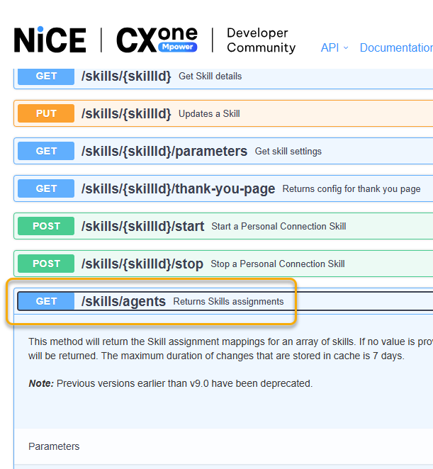 The matching API for the Agent Assignments by Skill action. 