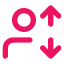 A line drawing of a person with two arrows pointing away from each other.