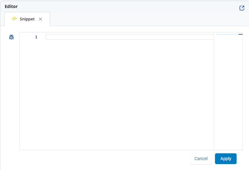A window with empty numbered lines where you can enter custom snippet code.
