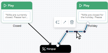 An example of an unmodified default linear connector line and a modified linear connector line.