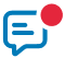 icon of one big chat bubble and one small chat bubble with a red dot in the top right corner.