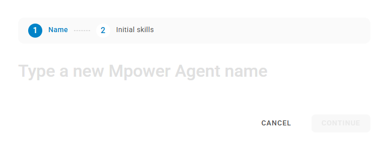 Screenshot of Mpower Agent name dialog