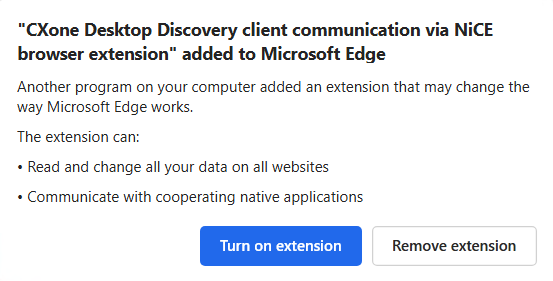 Image of Desktop Discovery Client communication extension for Edge browser.