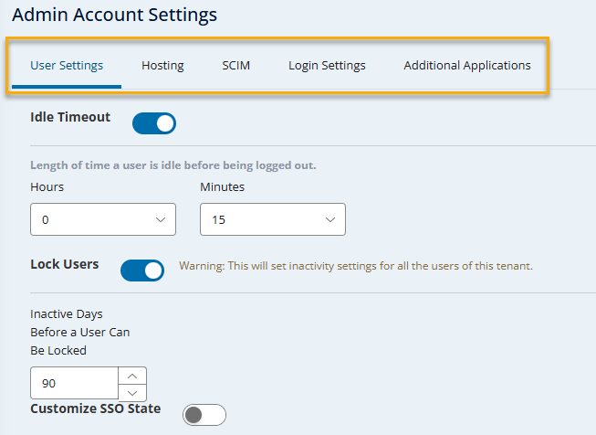 The Account Settings page showing the new tab names at the top.