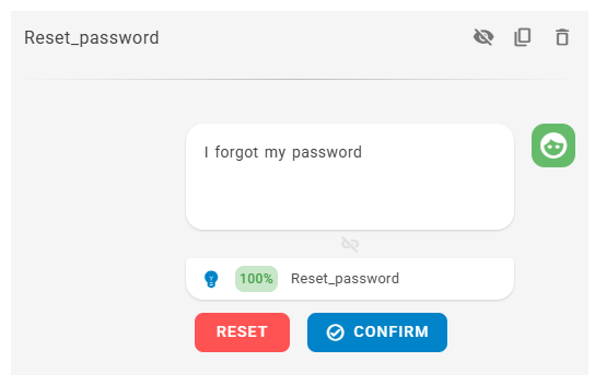 Screenshot showing auto-identification of intent based on customer message
