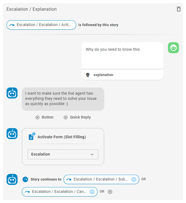Screenshot of an interruption in a form loop.