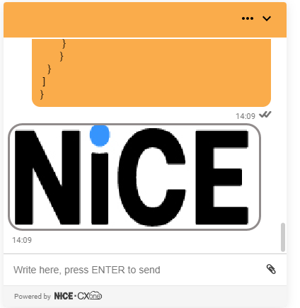An open chat window displaying the expected response to the sample JSON.