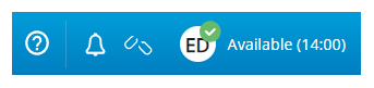 The top menu, showing icons for Help, Notifications, Agent Leg, and the Status bar.
