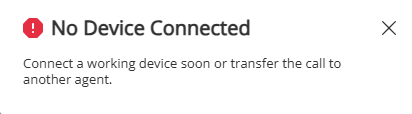 The Device Disconnected alert with options to reconnect a device to continue the call