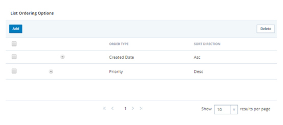 Screenshot of a CXone PC skill's calling list sorting settings on the List Management page