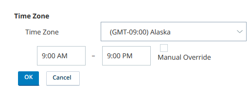 Screen capture of a time zone being edited in a skill