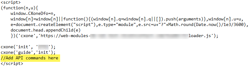 An example script that shows where to add JavaScript calls