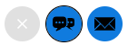 An example Guide menu that offers the chat and email channels. The chat channel shows two chat bubbles. The email channel shows an envelope.