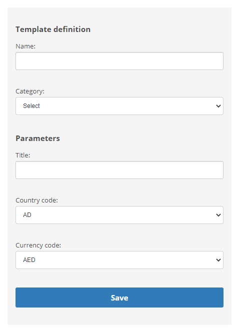 The Apple Pay template page, where you can create a message template for pay requests using Apple Pay. 