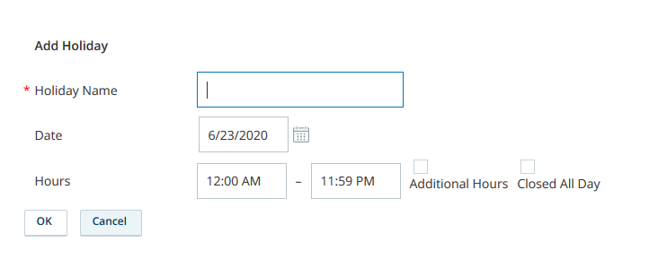 Image of the Add Holiday dialog