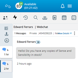 Screenshot of Agent Embedded. Top status bar. Interactions listed on the left. Nav icons at the top.