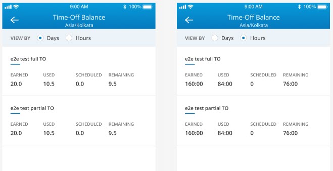 agent mobile app time off balance