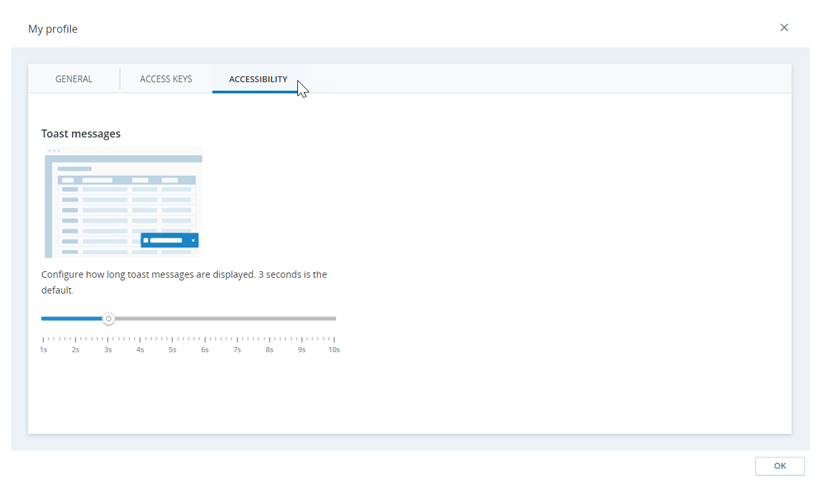 Image of the Accessibility tab in My Profile