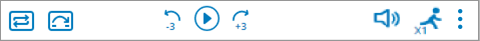 Icons for the call recording controls. Includes buttons to rewind, skip ahead, play, and control volume and speed of recording.