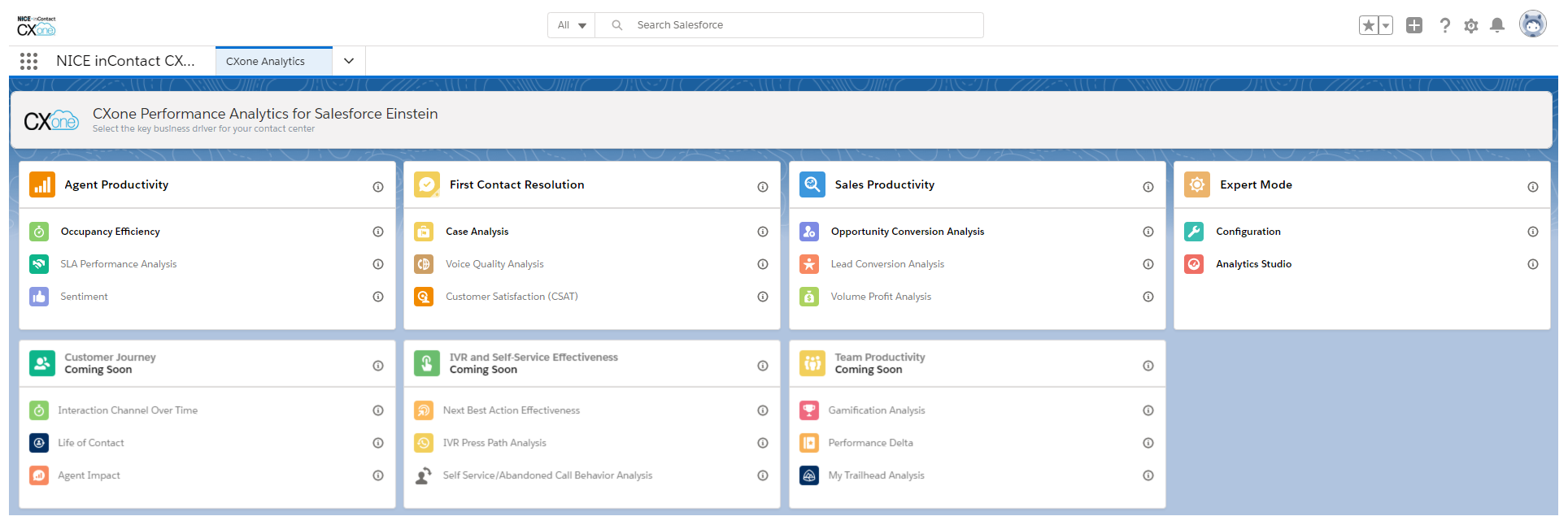 Einstein Application Landing Page