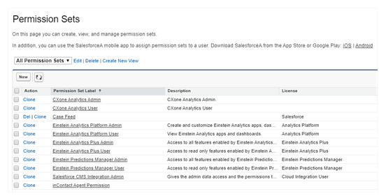 Einstein Permission Sets Screen