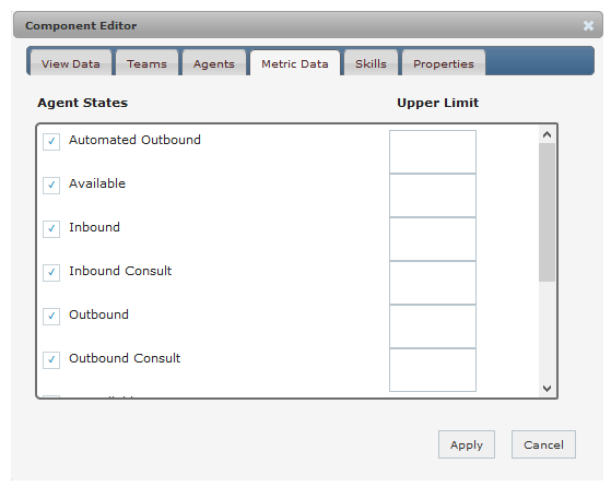 Settings window of the Agent List widget.
