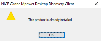 Abbildung einer Meldung des Desktop Discovery Clients.