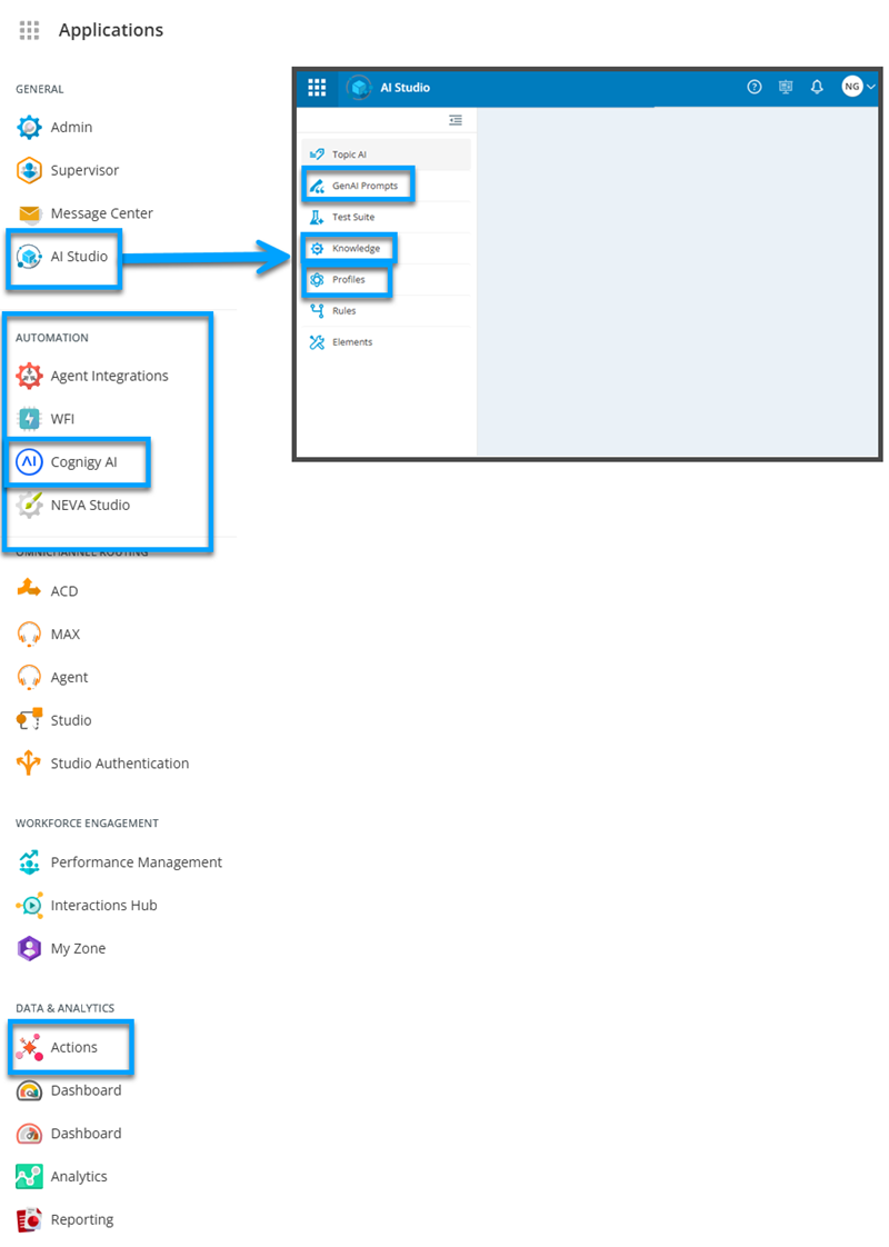 Screenshot einiger Änderungen am Navigationsmenü.