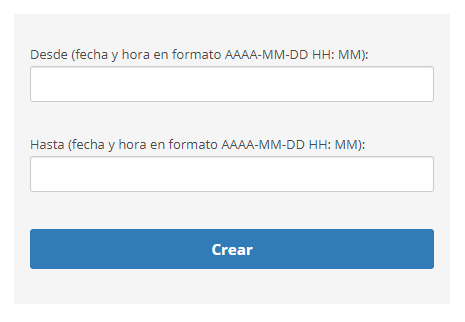 Captura de pantalla de la página para agregar indisponibilidad (franjas horarias no disponibles) al configurar la programación de citas.