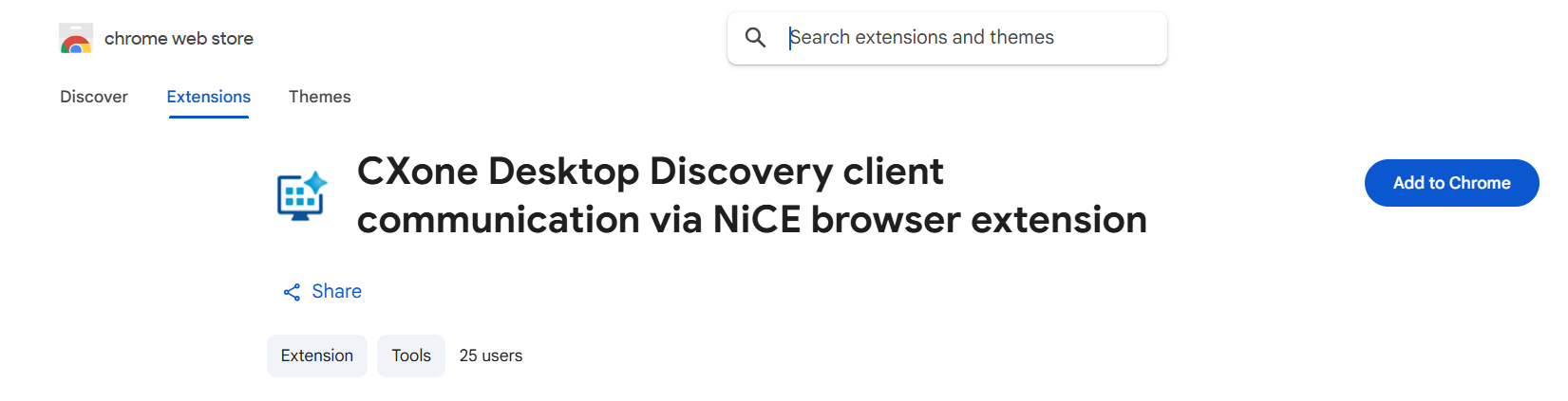 Imagen de Desktop Discovery Client extensión de comunicación para el navegador Chrome.