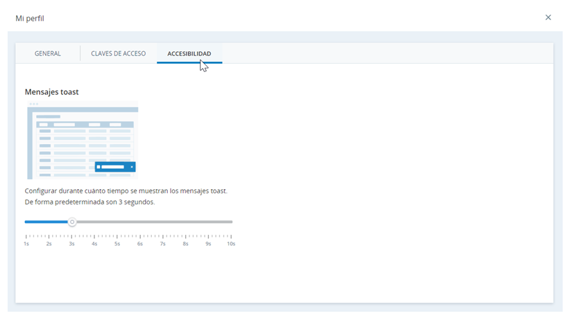 Imagen de la pestaña Accesibilidad enMy Profile