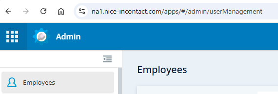 Exemple de domaine externe affiché dans l'onglet Employés de l'application Admin.