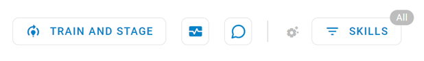 Le bouton Entraîner et tester, le bouton Moniteur d'intégrité du robot et le bouton Compétences.