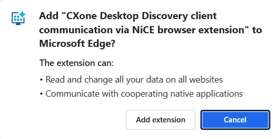 Image de l’extension de communication du Client Desktop Discovery pour le navigateur Edge.