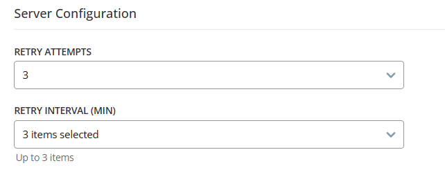 Image des options de Configuration du serveur.