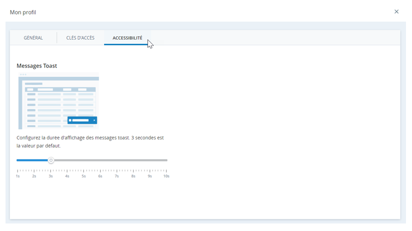Image de l'onglet Accessibilité dans My Profile
