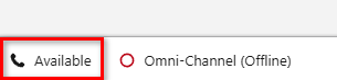 L’état de l’agent étant Disponible, le mot Disponible s’affiche à côté de l’icône du téléphone en bas à gauche de Salesforce.