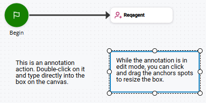Image d'un script incluant l'action ANNOTATION.