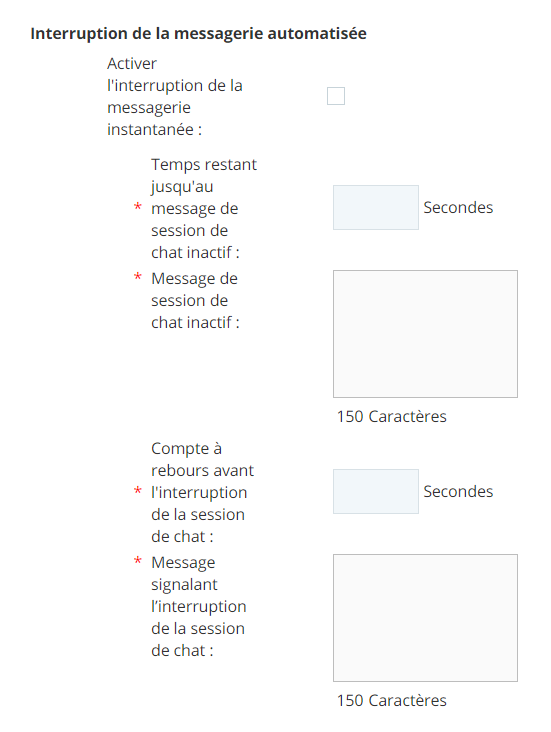 paramètres d'expiration automatique du chat