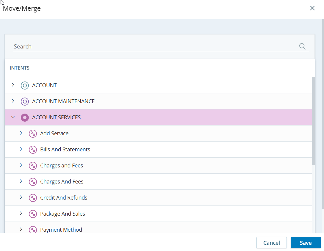 Image montrant la fenêtre Déplacer/Fusionner