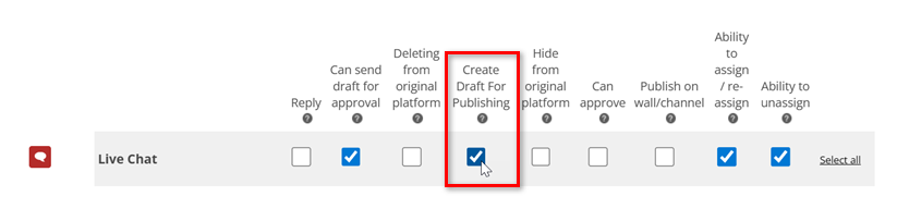 Le nom du canal se trouve à gauche. La case à cocher « Brouillon pour publication » se trouve en quatrième position sur la rangée, juste à côté.