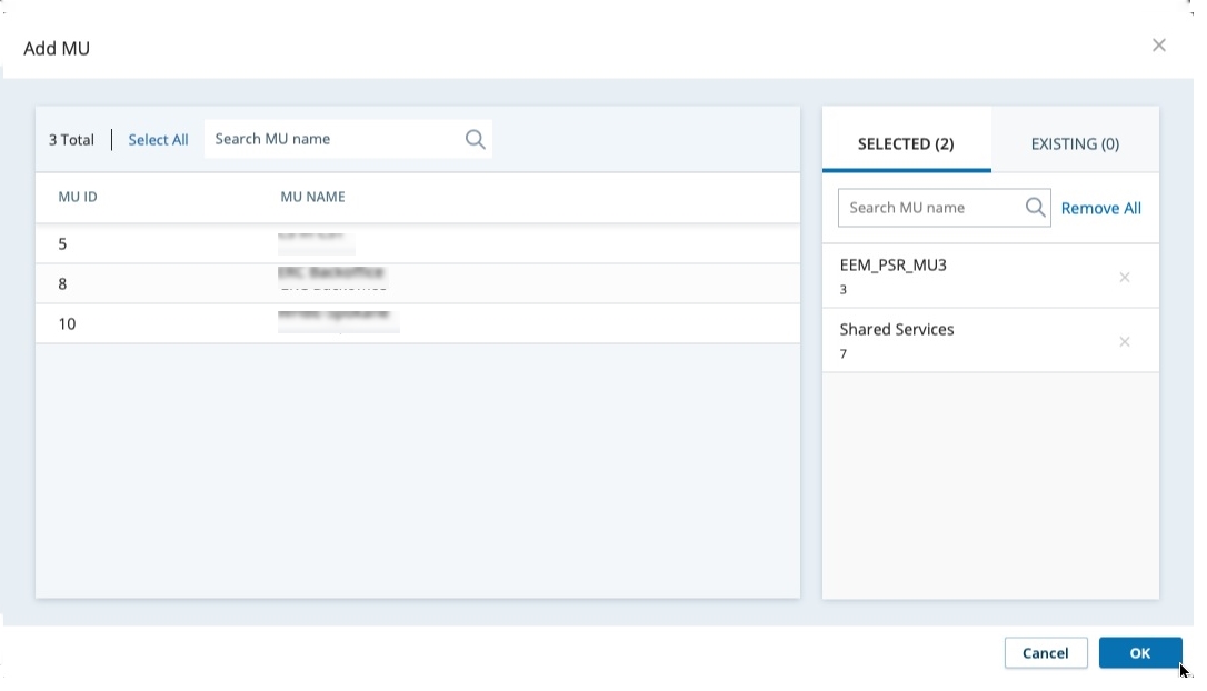 ajouter des unités de gestion au programme