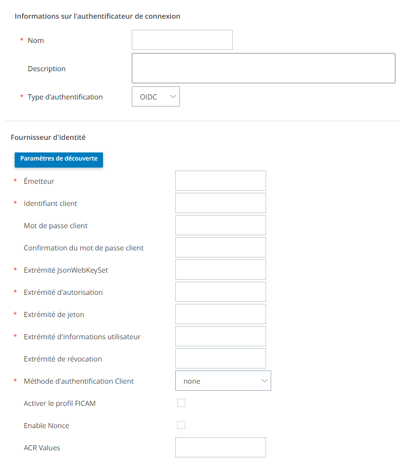 Capture d'écran de l'onglet OpenID Connect d'une business unit en mode édition