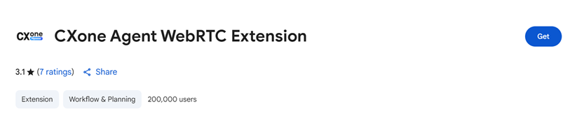 De Agent WebRTC Extension in de Chrome Web Store. De cursor beweegt over Downloaden.