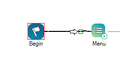 Een ankerpunt op de connector tussen twee acties.