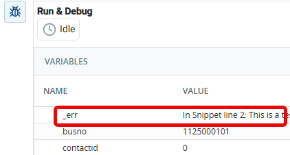 Het gedeelte Variabelen van het Debugger-venster met de variabele __err.