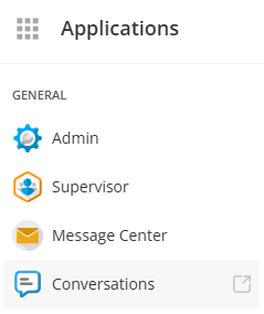 Para abrir o Conversations, clique no seletor de aplicativos e selecione Conversations.