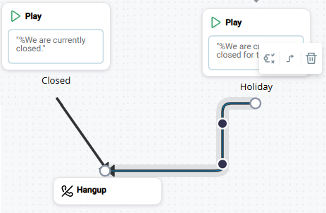 未修改的默认线性连接线和直角连接线的示例。