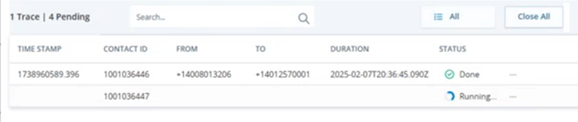 多个跟踪窗口，您可以在其中查看已捕获的所有接触者跟踪的概览。